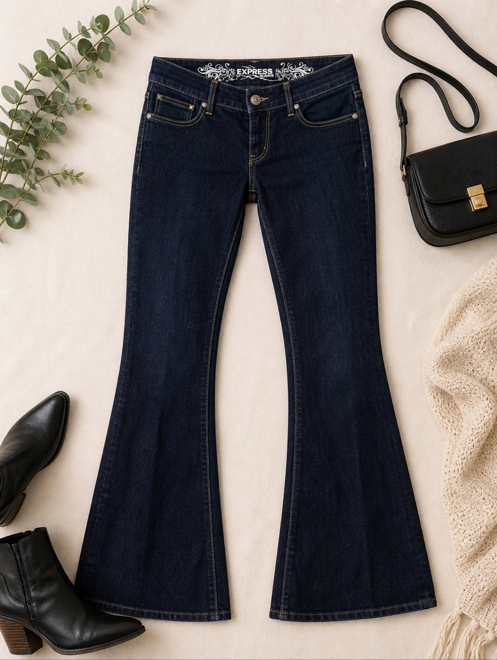 Express Dark Wash Flare Jeans